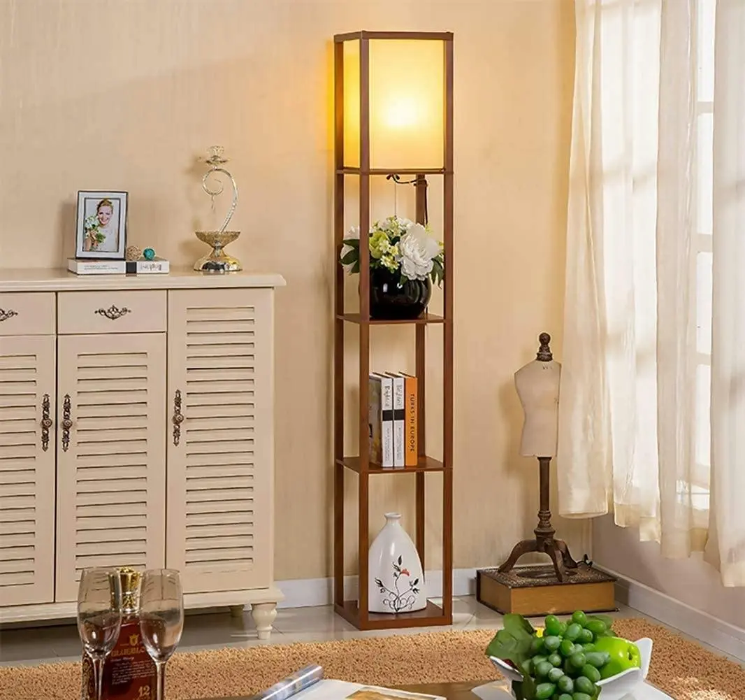 LED Shelf Floor Lamp with shelves (Brown) - Office