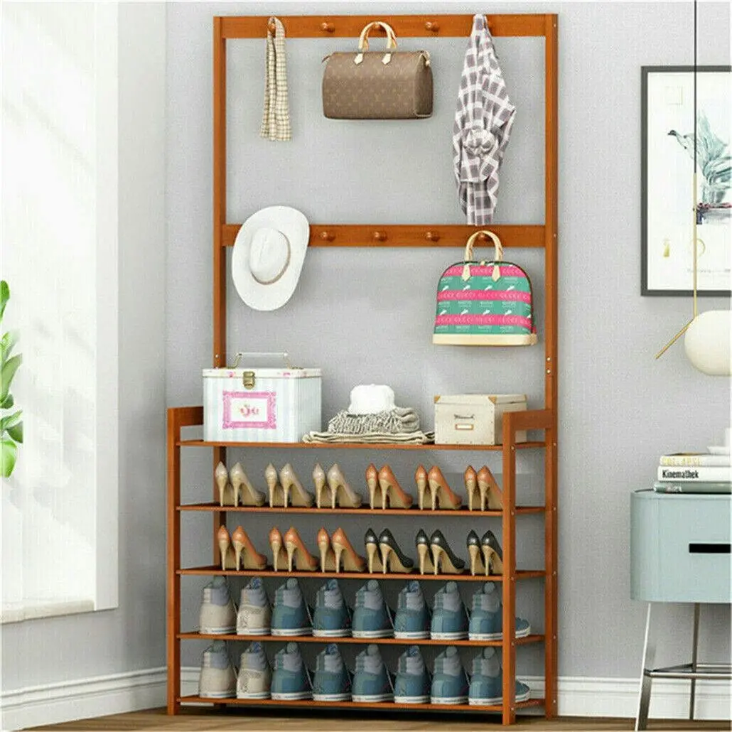 Entryway Coat Rack with Shoe Storage and Console Table - Home & Garden