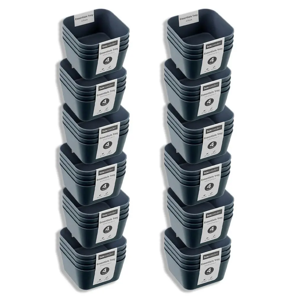 12x 4PK Boxsweden Essentials 8.5x4.5cm Sort Tray Home Organiser Storage Sqr Asst - Home & Garden