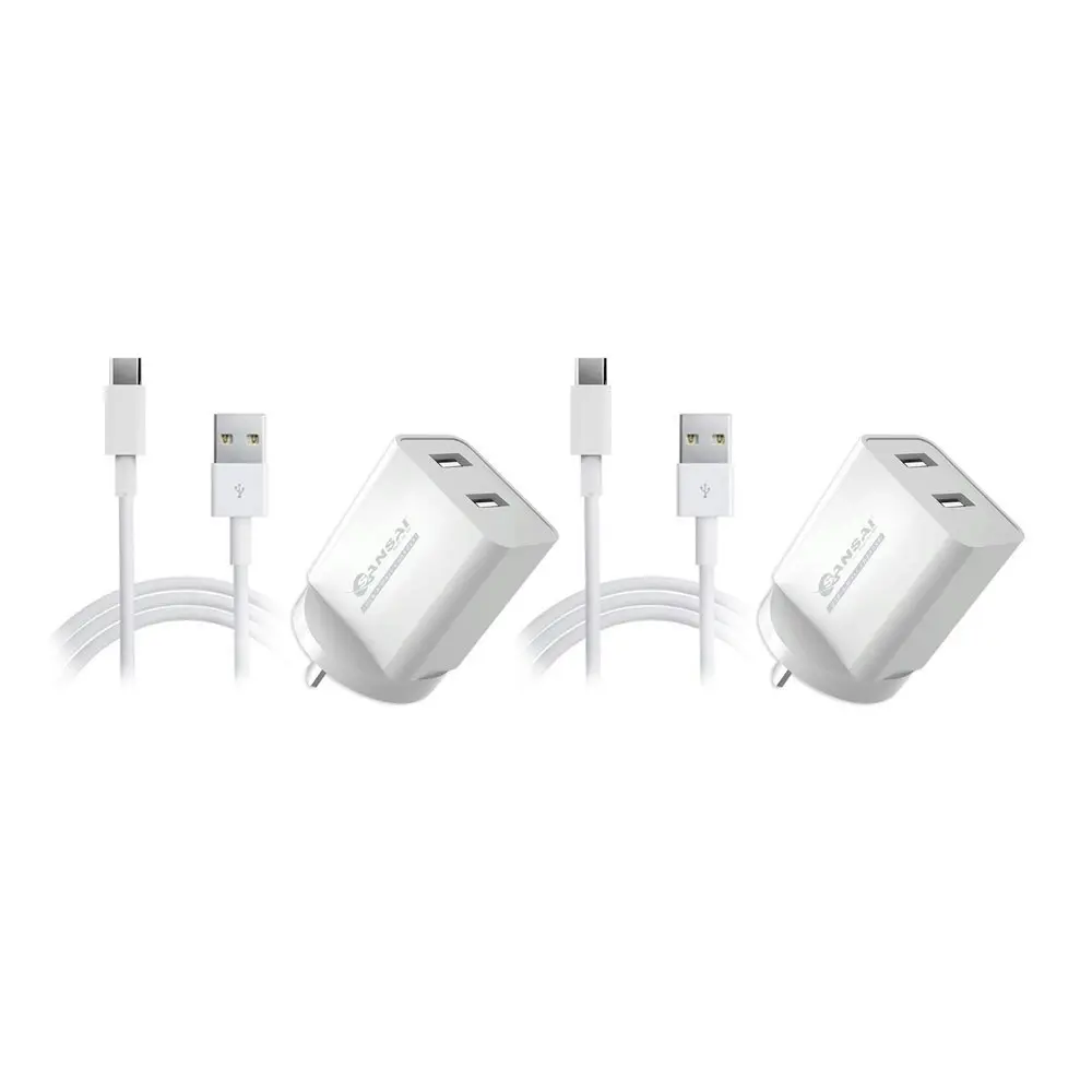 2x Sansai Dual USB Wall Charger/USB C Charging Cable for Smartphones Samsung HTC - Electronics