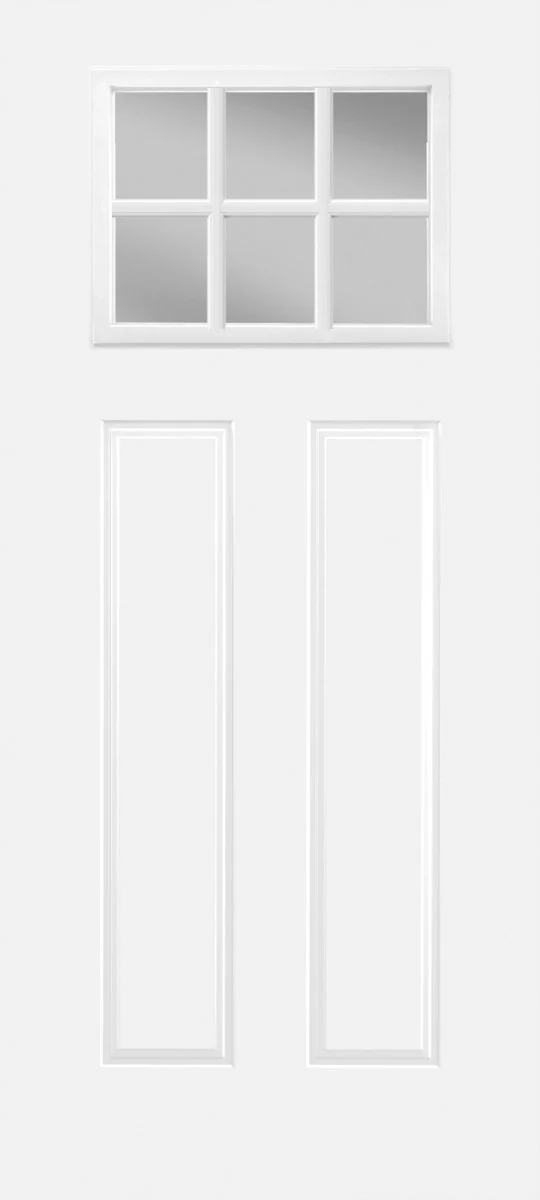 36 in x 80 in, 6 Lite, Craftsman, 2 Panel, Steel, Primed, Exterior Prehung Door, Right Hand, Satin Nickel Hinges, TDI - McCOY'S