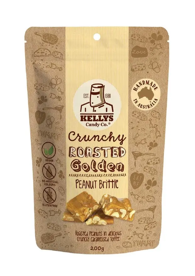 Kelly's Roasted Golden Peanut Brittle 180g (VEGAN) - Groceries