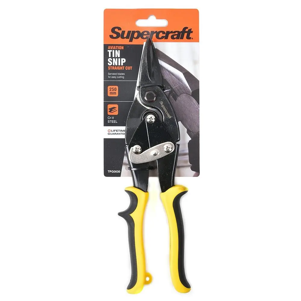 Supercraft Serated Blade Tin Snips Aviation Straight Cut Metal Cutter Scissors - Hardware