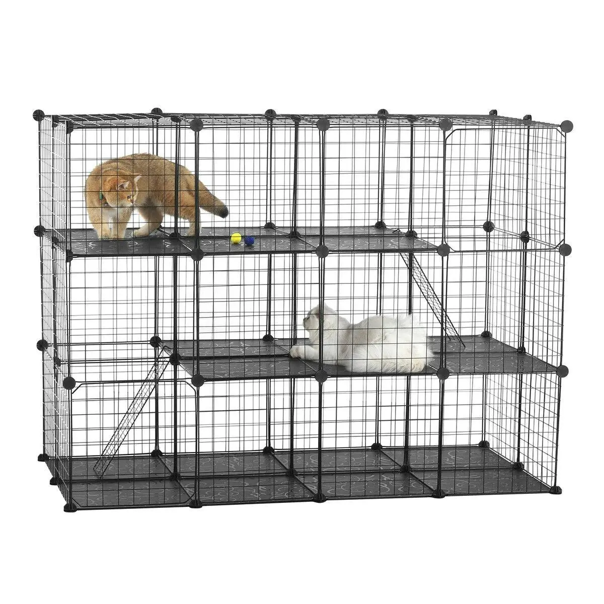 Pet Scene Cat Cage DIY Enclosure Pet Crate Rabbit Hutch Kitty Kennel Bunny Ferret Home Playpen Detachable Metal Wire - Pets