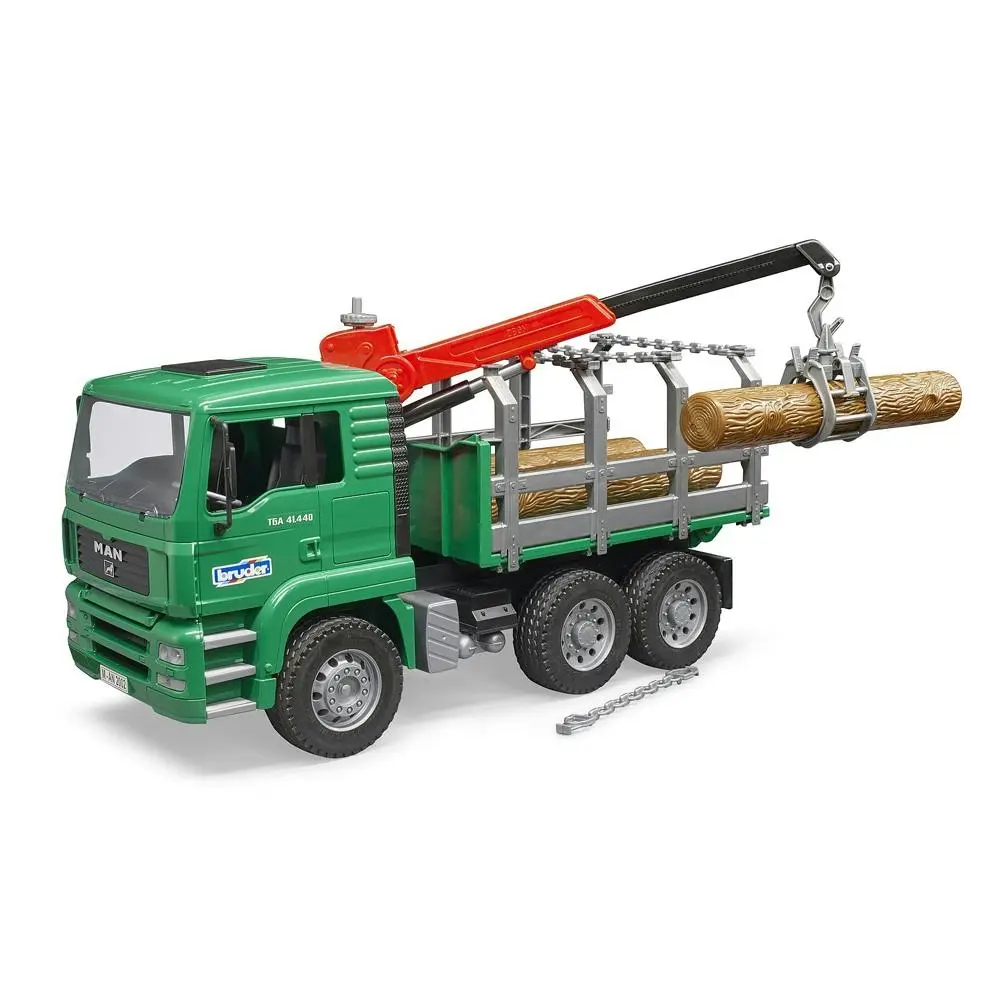 Bruder 1:16 MAN TGA 43cm Timber Truck w/ Loading Crane/3 Trunks Kids Toy 4y+ - Toys & Games