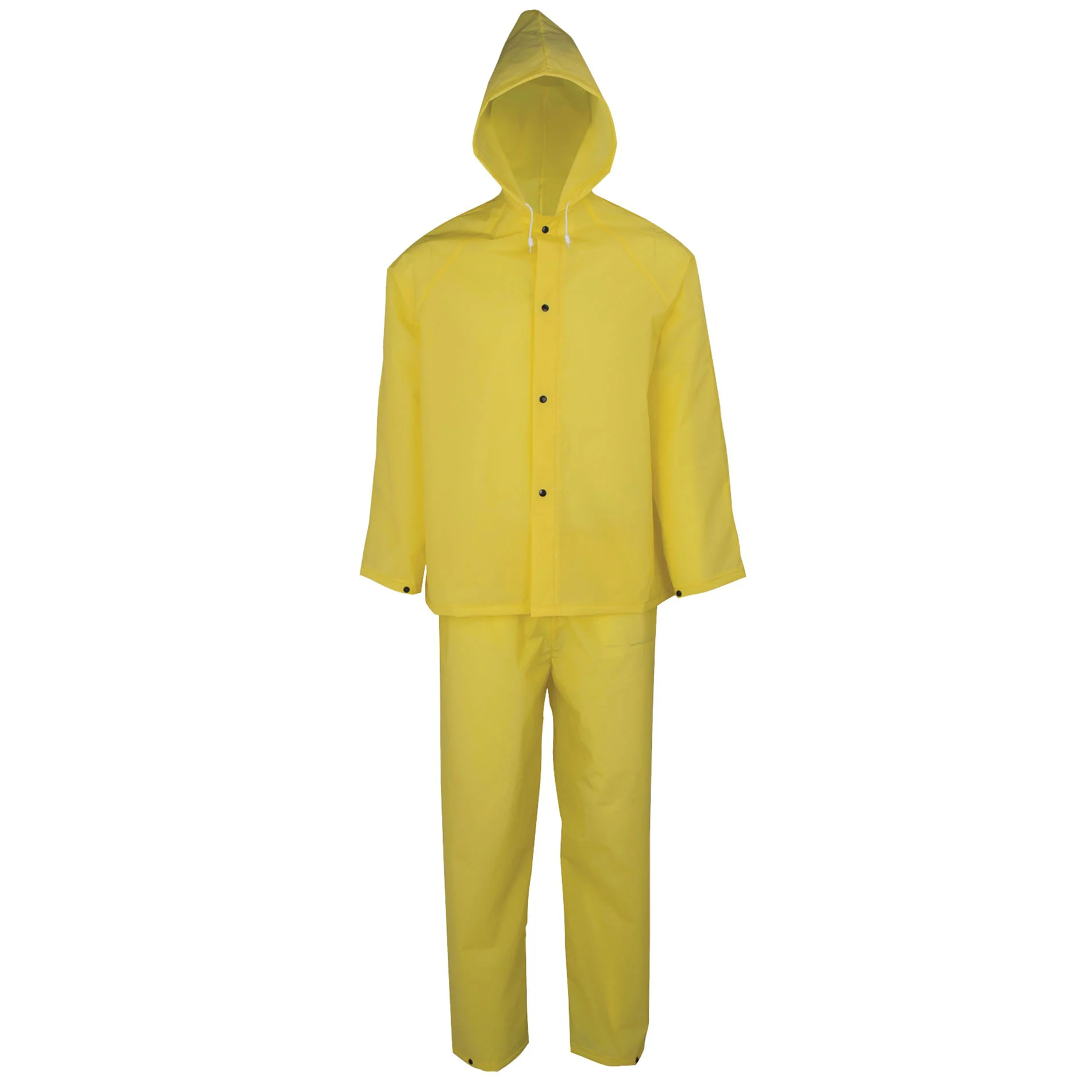 RS2-01-XL Rain Suit, XL, 43 in Inseam, EVA, Yellow, Hooded Collar, Snap Down Storm Flap Closure