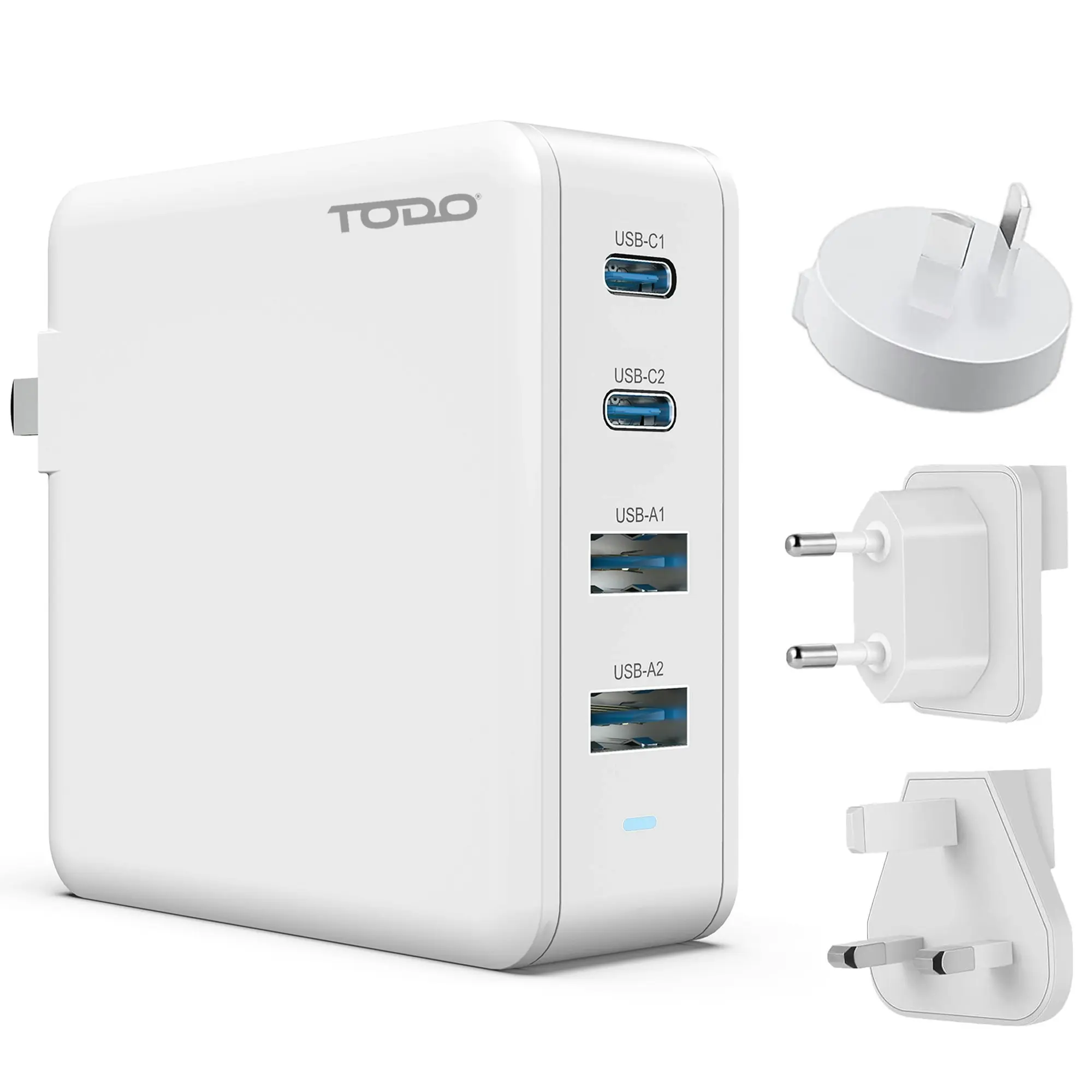 Todo 100W GaN USB C Travel Charger Adaptor Universal Charging Station 4 Port 5A World Adapter - Electronics