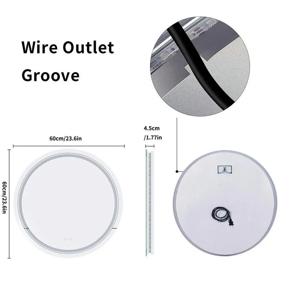 Dimmable, Anti-Fog LED Vanity Mirror with Round Design