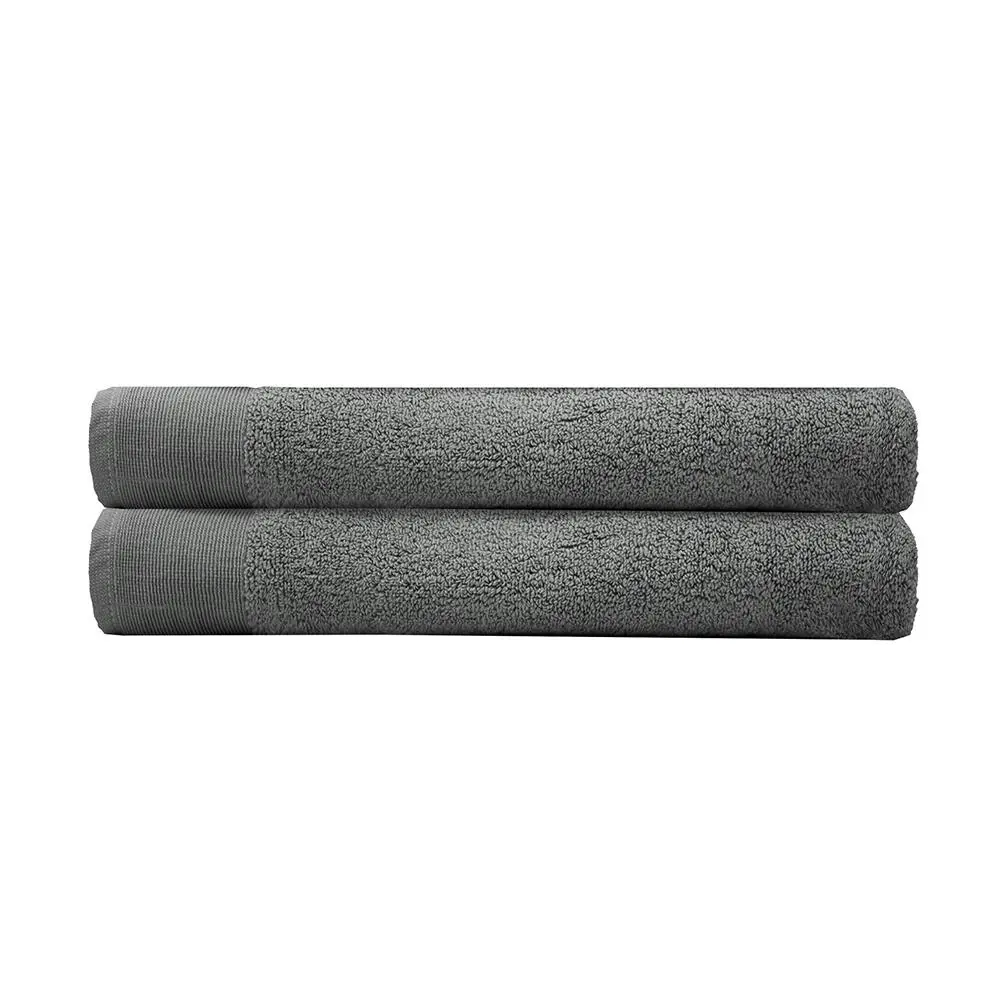 2pc Bambury Ultra soft Elvire Bath Sheet 2 Pack Pewter Cotton Woven Home Decor - Home & Garden