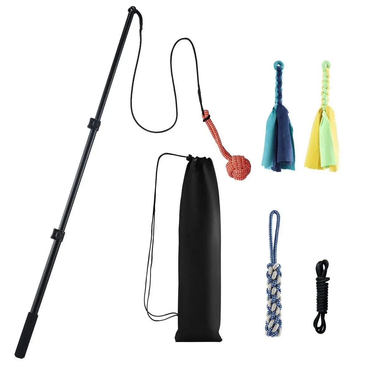 Pet Scene Interactive Flirt Pole Toy Dog Pet Cat Play Wand Retractable Training Exercise Tug Equipment Durable Teaser Chase Stick - Pets