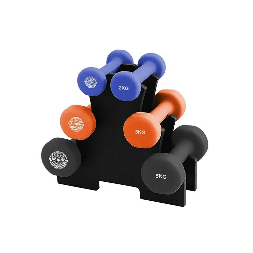 7pc Hacienda 2/3/5kg Weighted Dumbbell Set Gym Fitness Workout Exercise w/Rack - Sports & Outdoor