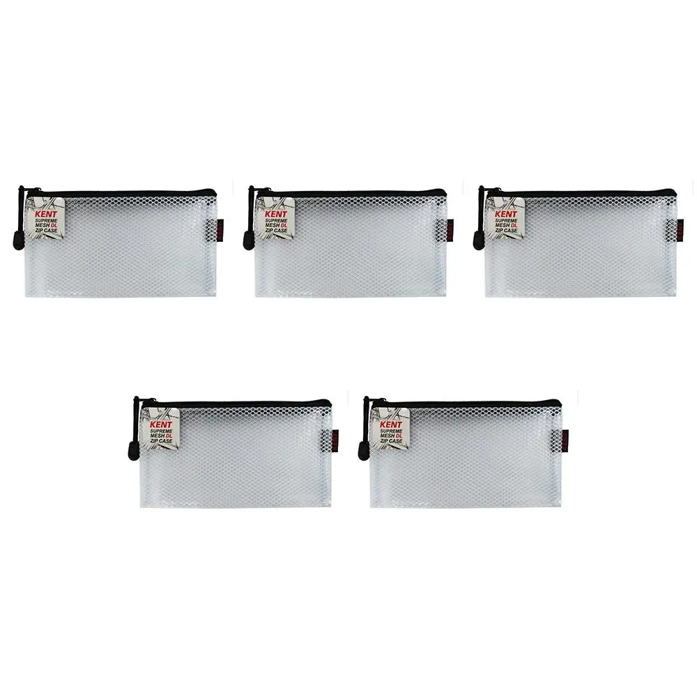 5x Kent Supreme Mesh DL Zip Pencil Case 220x115mm Marker Storage Graphic Design - Hobbies
