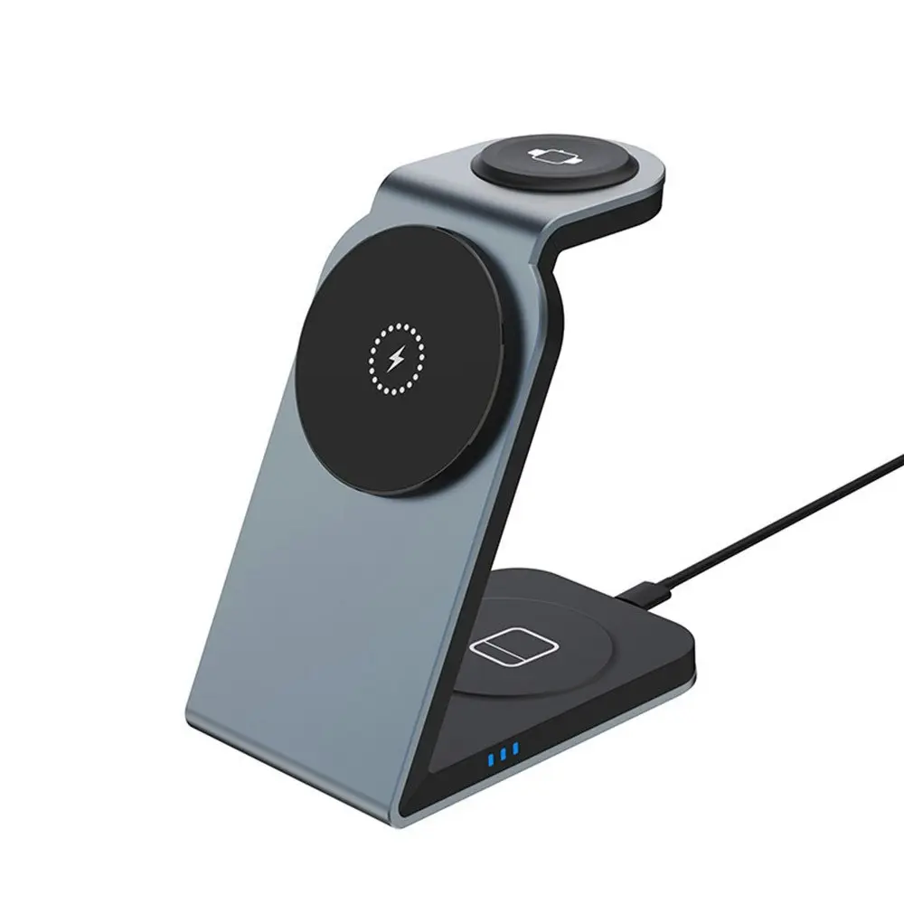 3 In 1 Wireless Fast Charger Stand For iPhone 15W Magnetic Charging Station Dock - Electronics