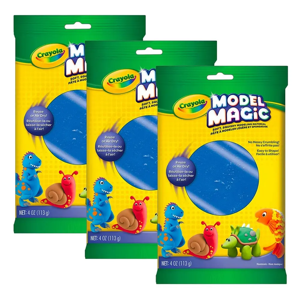 3x Crayola Childrens Creative Model Magic Squishy Modeling Material 113gms BLU - Hobbies