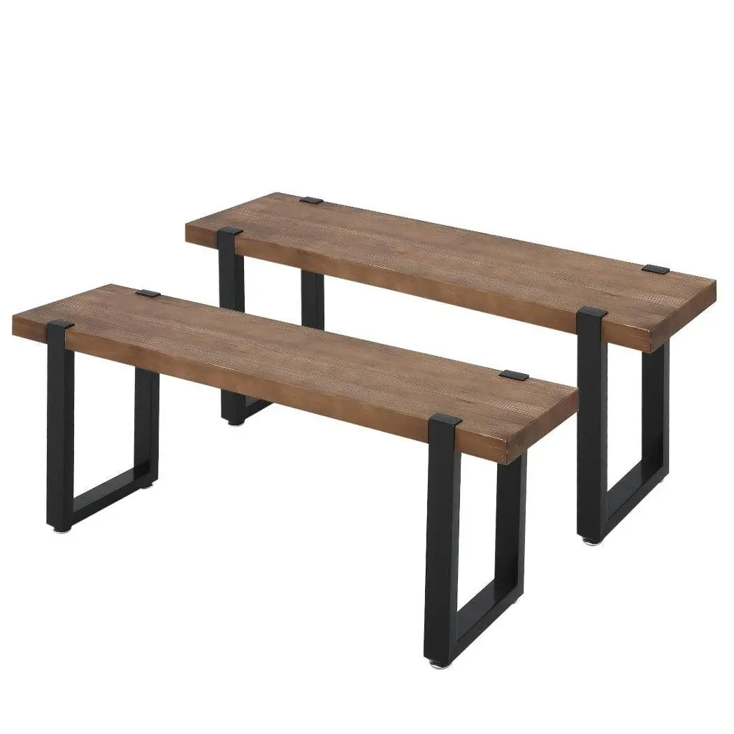 Levede 2x Dining Bench Chairs Wooden Seat Kitchen Outdoor Garden Patio 140cm - Furniture