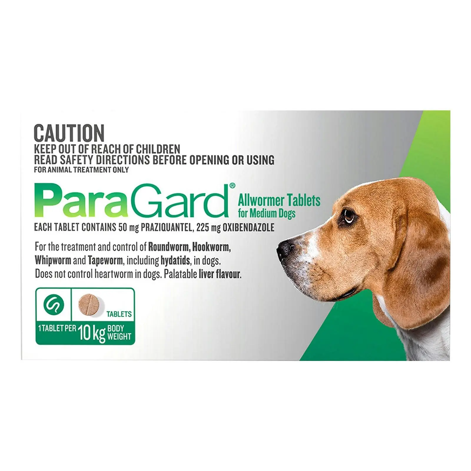 PARAGARD Allwormer Tablets For Medium Dogs 10 Kg 4 Tablets GREEN - Pets