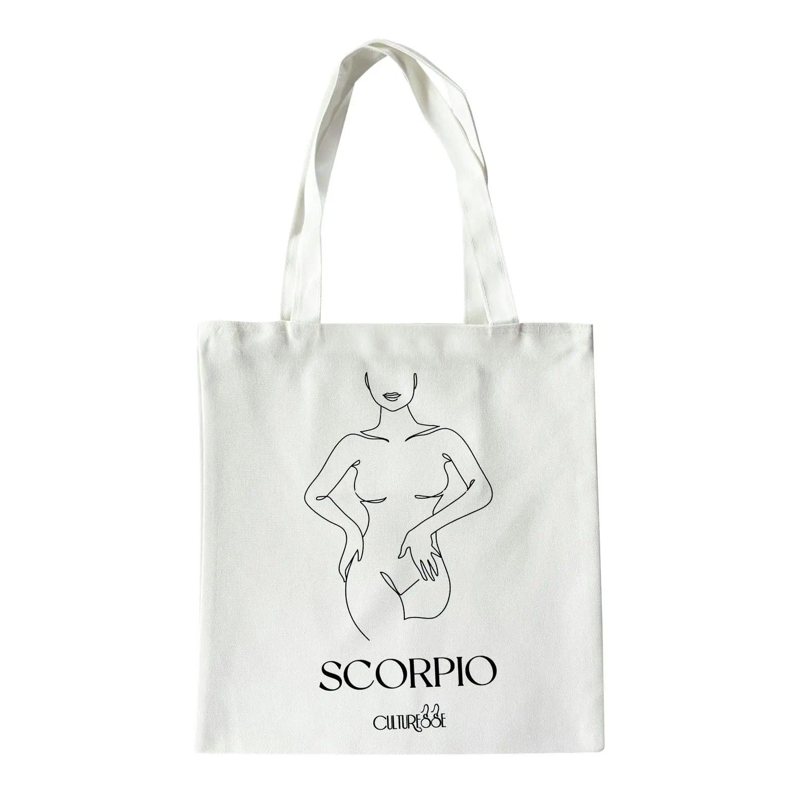 Culturesse She Is Scorpio Eco Zodiac 38cm Muse Tote Bag Women's Handbag White - Fashion