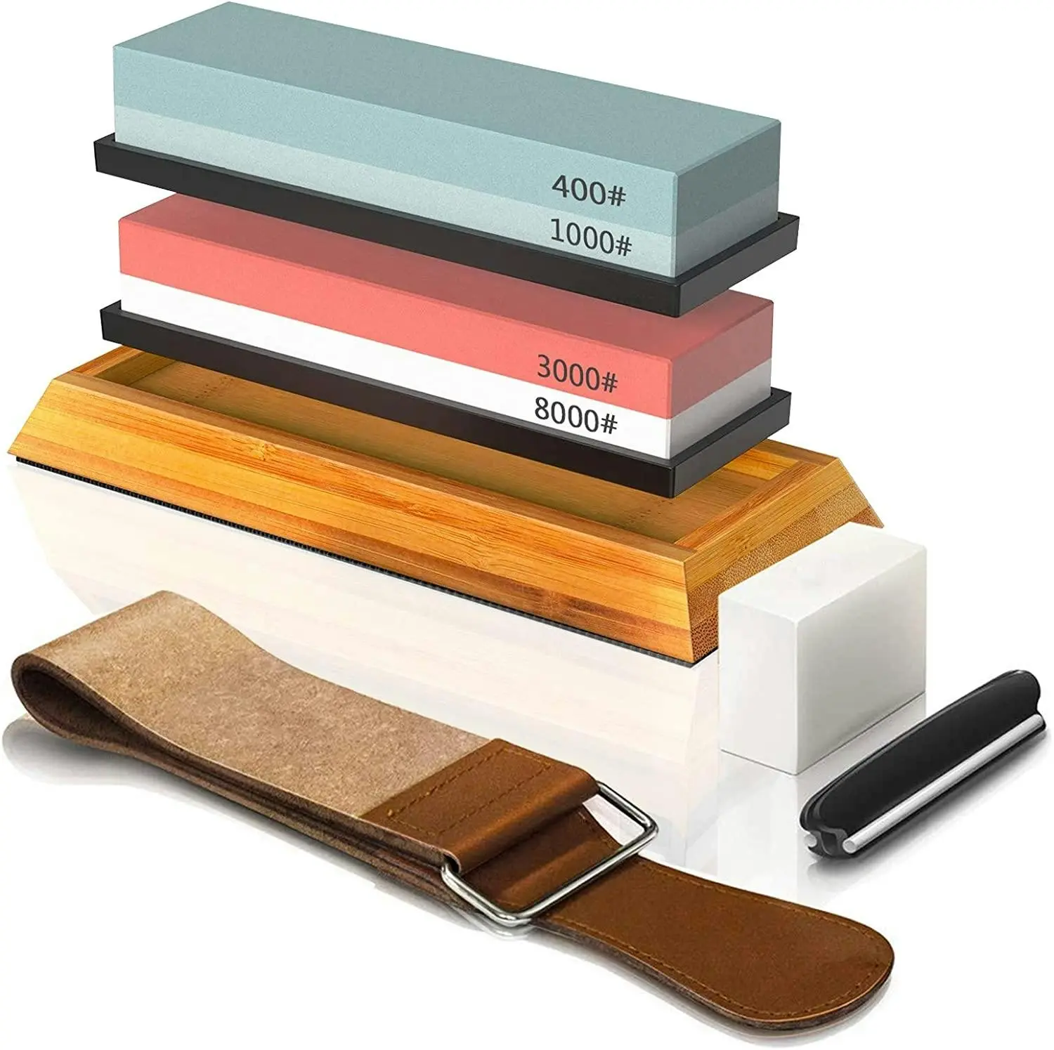 Knife Sharpening Stone Kit, 4 Side Grit 400/1000 3000/8000 - Home & Garden