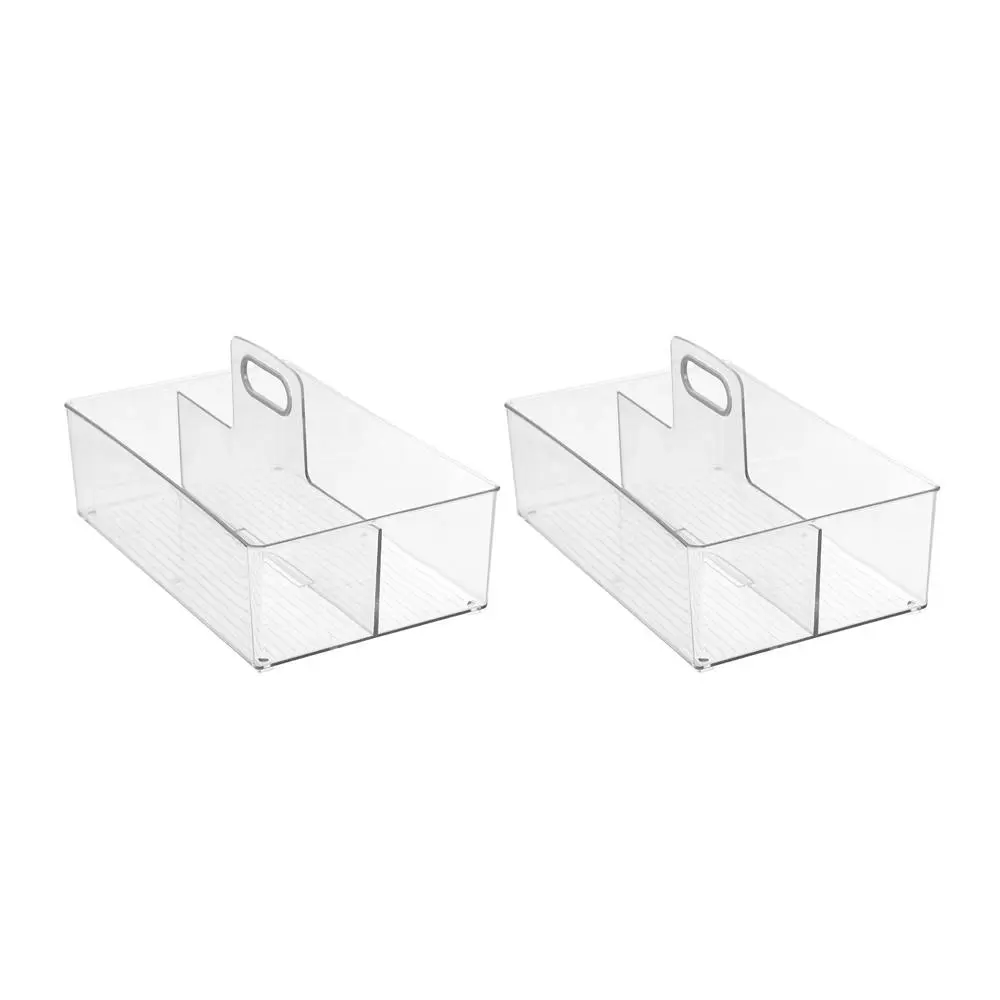 2x Boxsweden Crystal 35x22cm Caddy 2 Compartment Storage Organiser Holder Clear - Home & Garden