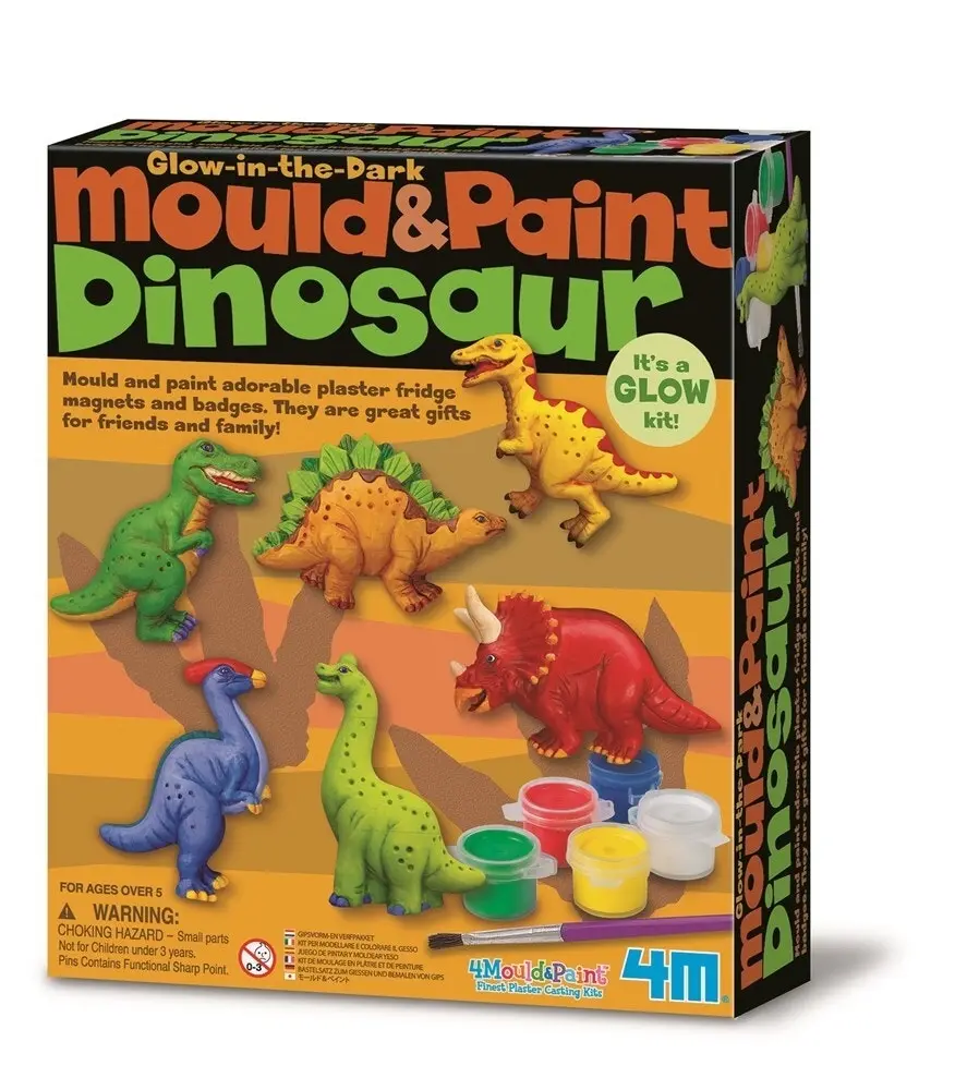 4M Mould & Paint Dinosaur Magnet/Badges Kids/Children Art Painting Activity 5y+ - Hobbies
