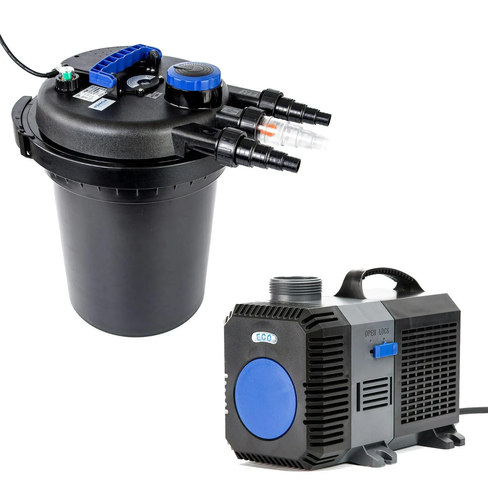 10000L/H Garden Pond Filter + 16000L/H Submersible Water Pump - Pets