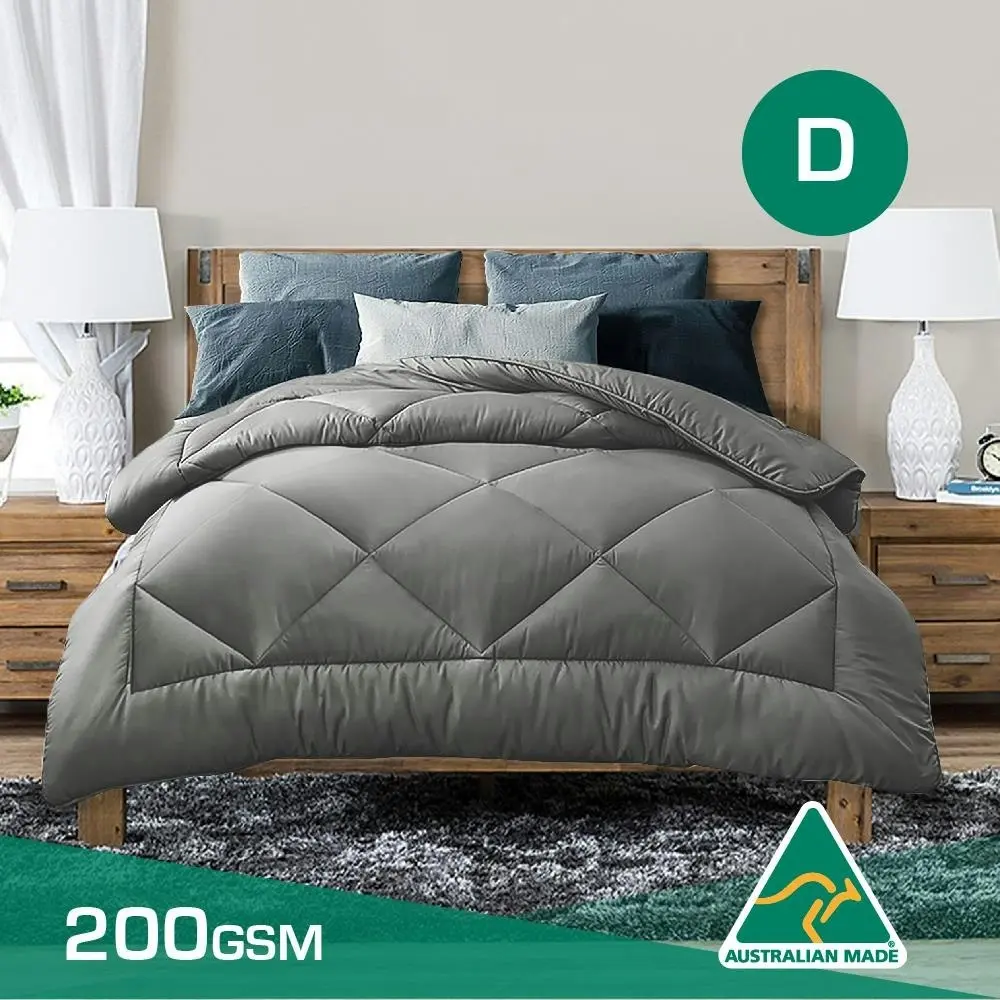Double Size Aus Made Summer Weight Soft Bamboo Blend Quilt Grey Cover - Winter Warmers up to 70% Off