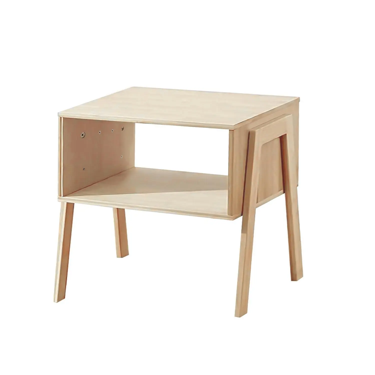 Solid Wood Side End Table Storage Shelf Bedside Table Bedroom Nightstand - Furniture