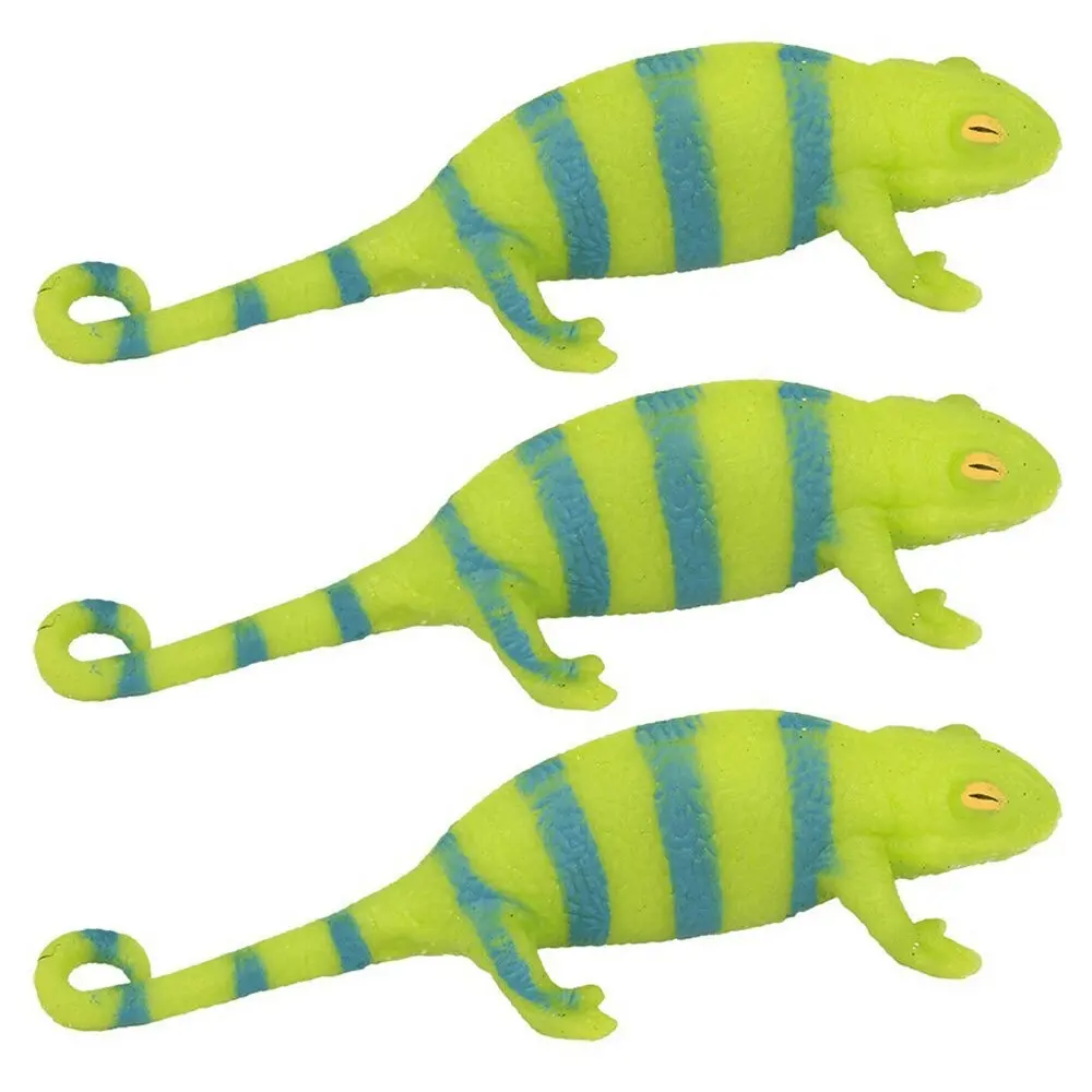 3x Fumfings Animal Stretchy Beanie 20cm Chameleon Trick Toys Children 3y+ Green - Toys & Games