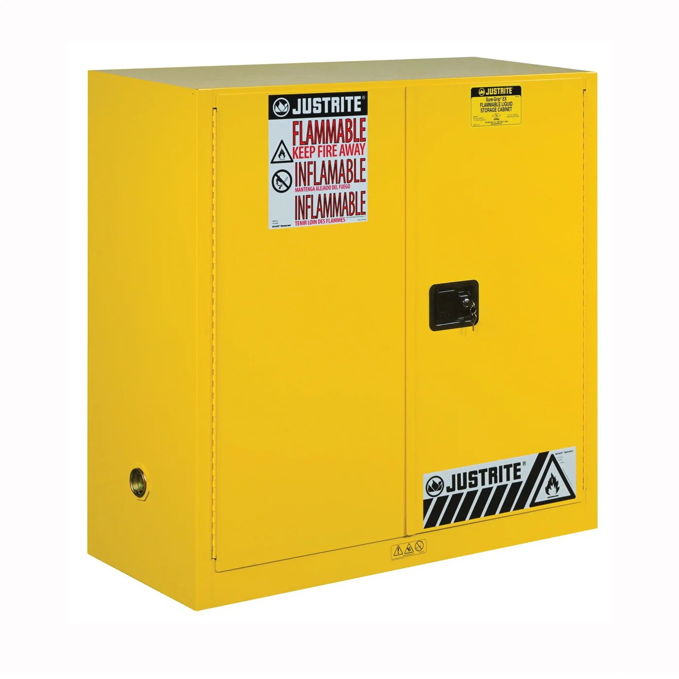 893000 Safety Cabinet, Manual Door, 30 gal, 43 in OAW, 44 in OAH, 18 in OAD, 1-Shelf, Steel, Yellow