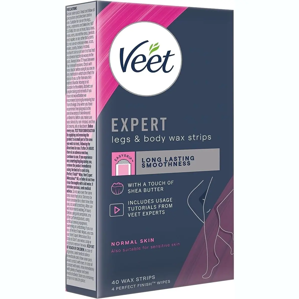 Veet Expert Hair Removal Strips Cold Wax Strips Legs & Body 40 pack - Beauty