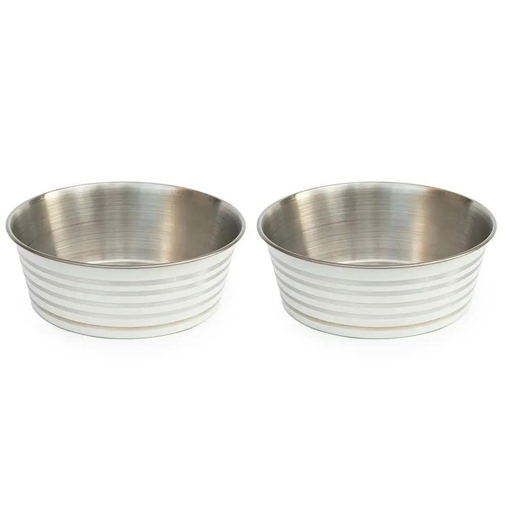2x Superior Pet Essentials Heavy Base Pet/Dog/Cat Food Bowl Matte Beige 24cm - Pets