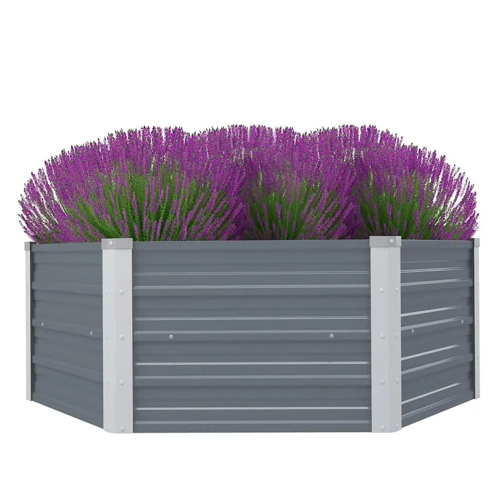 Raised Garden Bed 129x129x45 cm Galvanised Steel Grey 42405 - Home & Garden