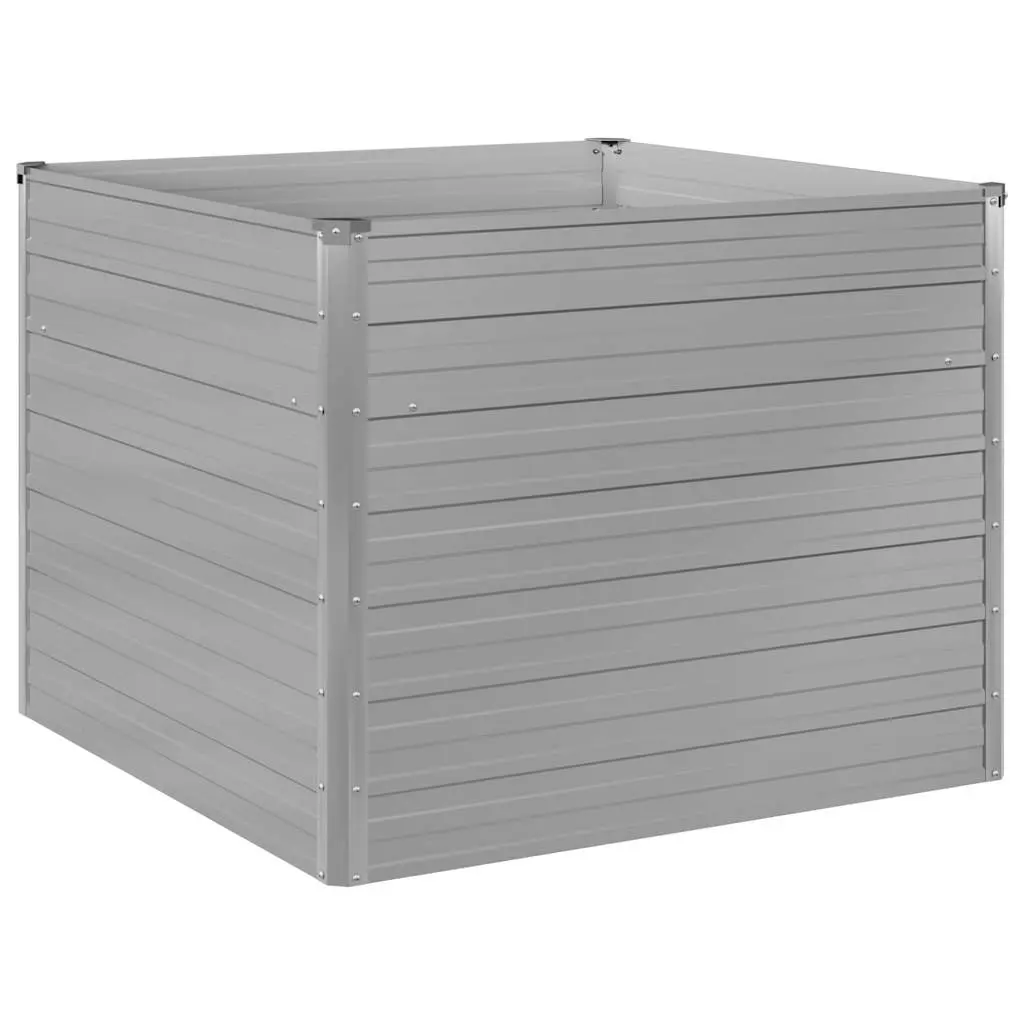 Raised Garden Bed 100x100x77 cm Galvanised Steel Grey 42407 - Home & Garden