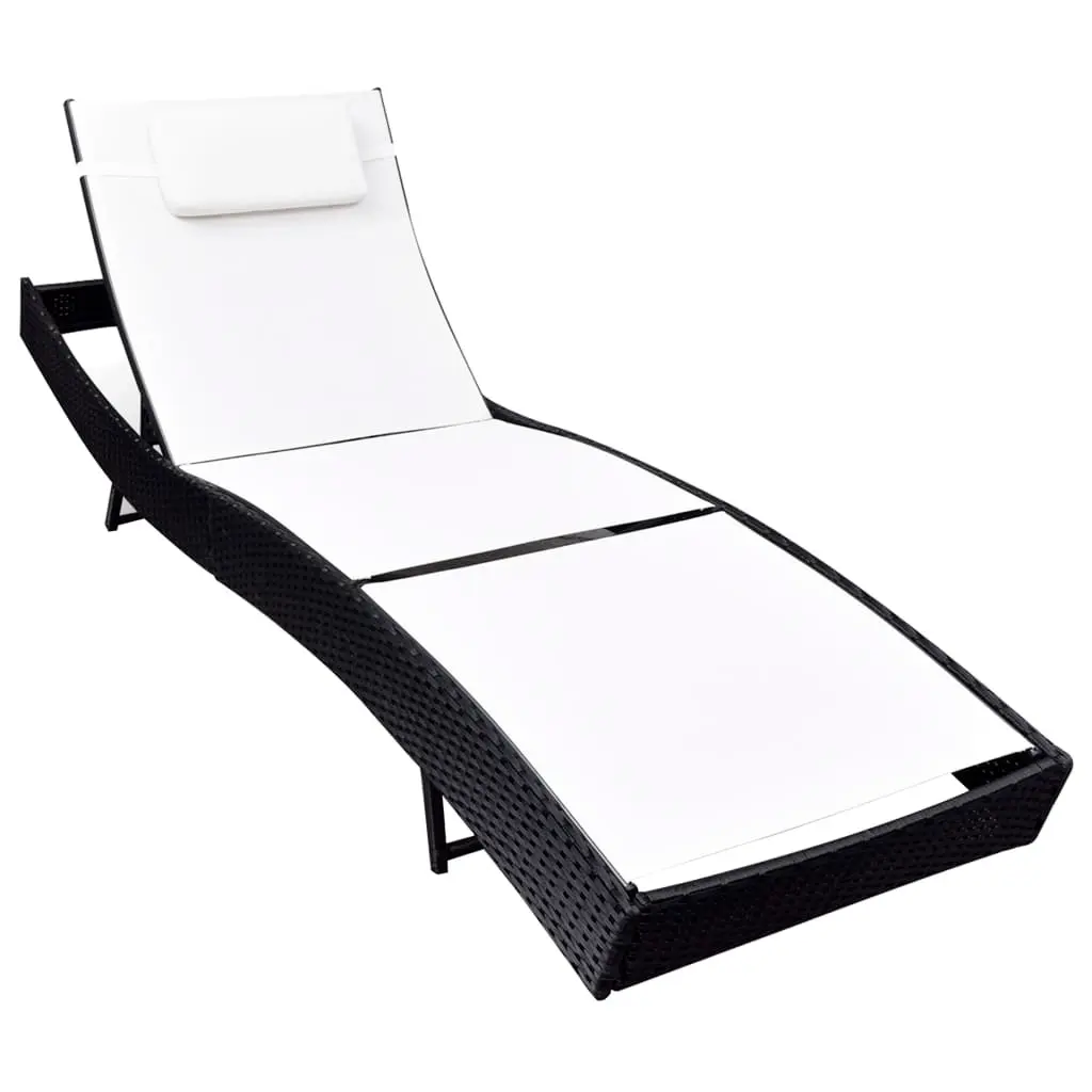 Sun Lounger Poly Rattan Black 42479 - Furniture