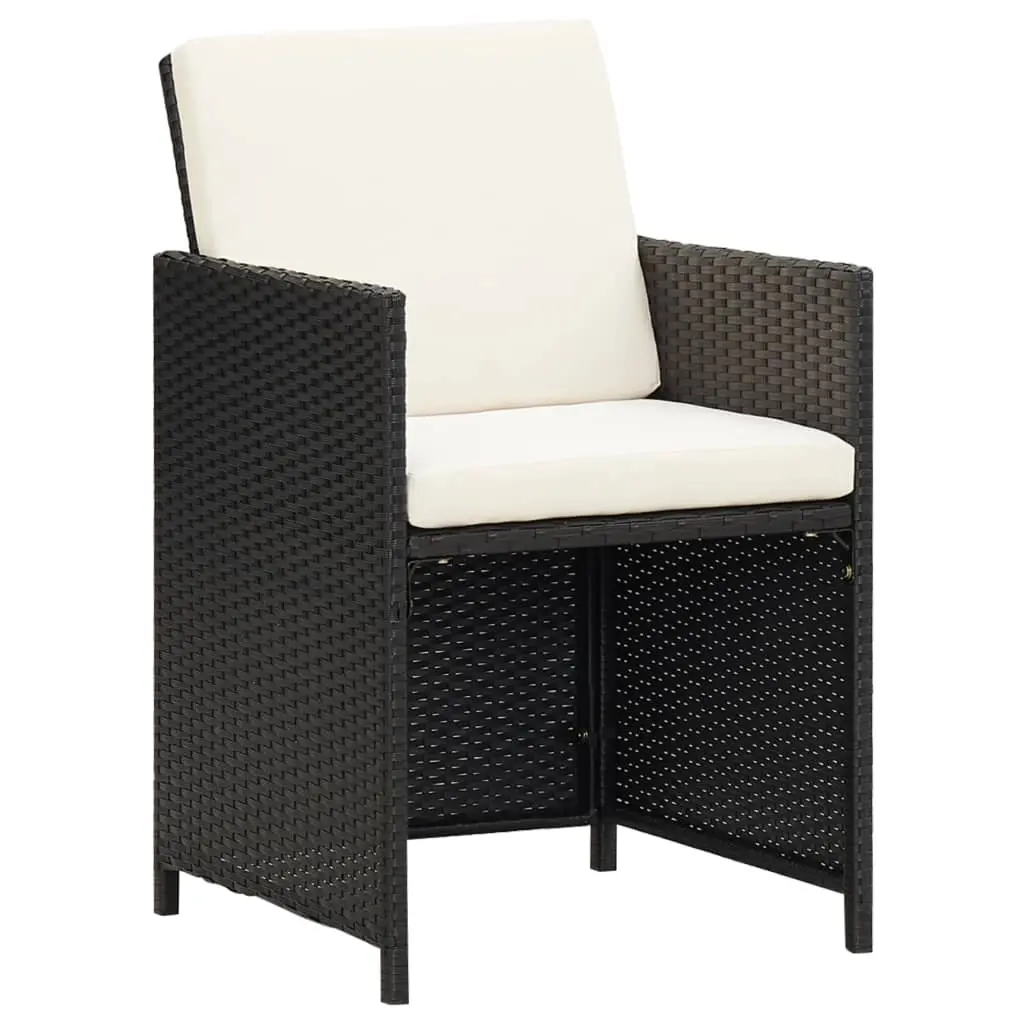 Garden Chairs 2 pcs with Cushions and Pillows Poly Rattan Black 42559 - Furniture