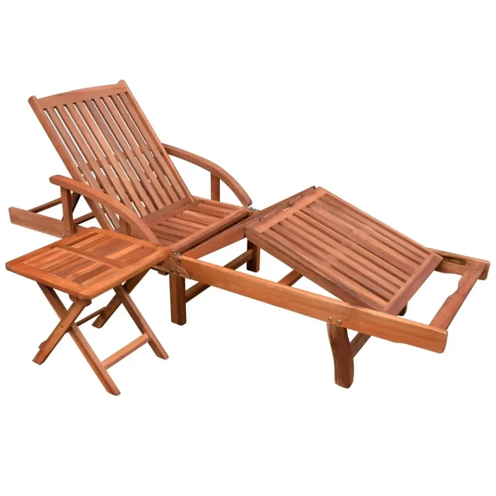 Sun Lounger with Table Solid Acacia Wood 42594 - Furniture