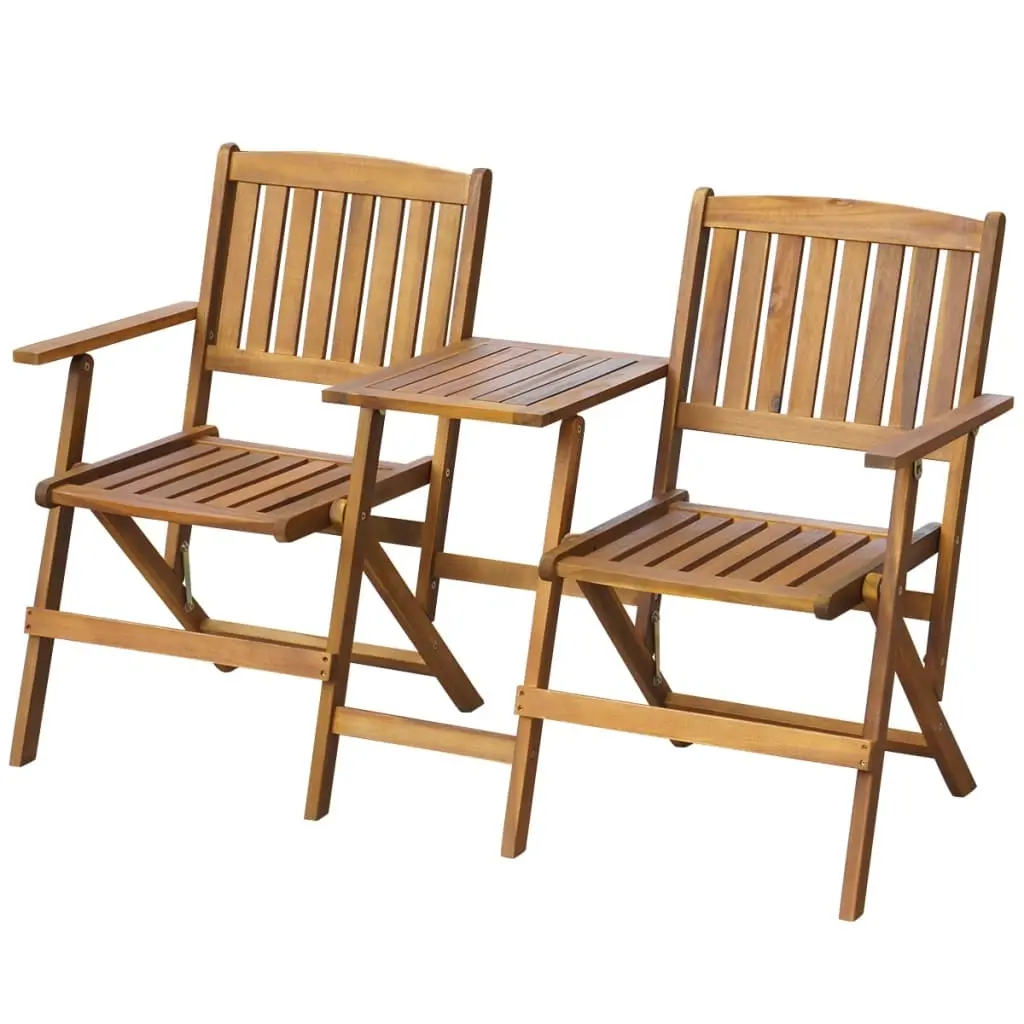 Folding Garden Bench with Tea Table 140 cm Solid Acacia Wood 42654 - Furniture