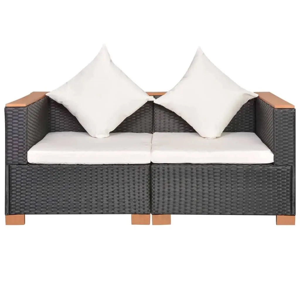 Garden Sofa Poly Rattan Black 42754 - Furniture