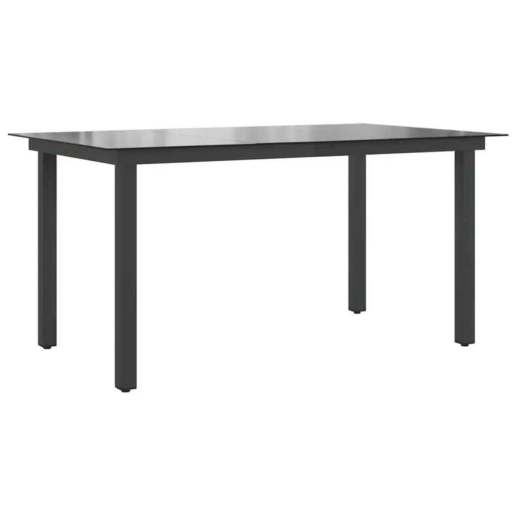 Garden Table Black 150x90x74 cm Aluminium and Glass 42788 - Furniture