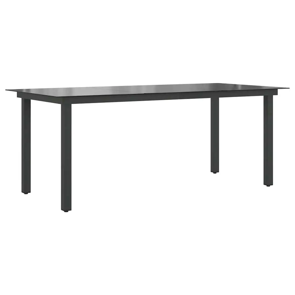 Garden Table Black 190x90x74 cm Aluminium and Glass 42789 - Furniture
