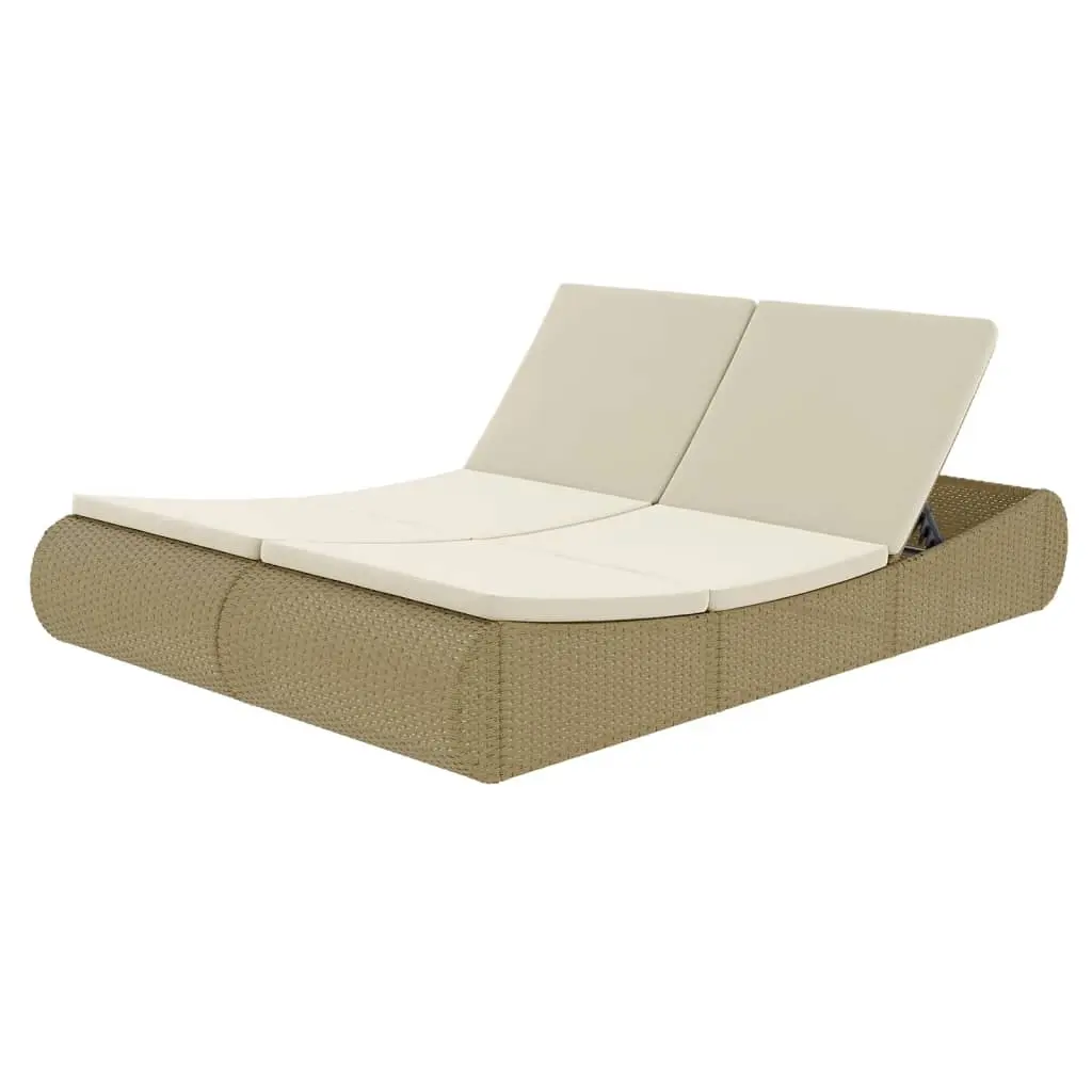 Outdoor Lounge Bed Poly Rattan Beige 42887 - Furniture