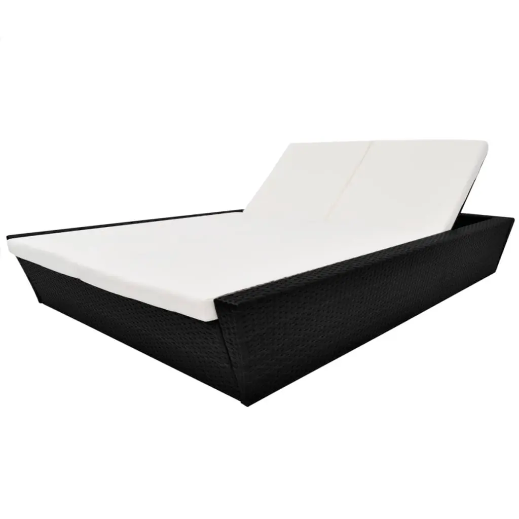 Outdoor Lounge Bed with Cushion Poly Rattan Black 42903 - Up to 65% off Outdoor Furniture
