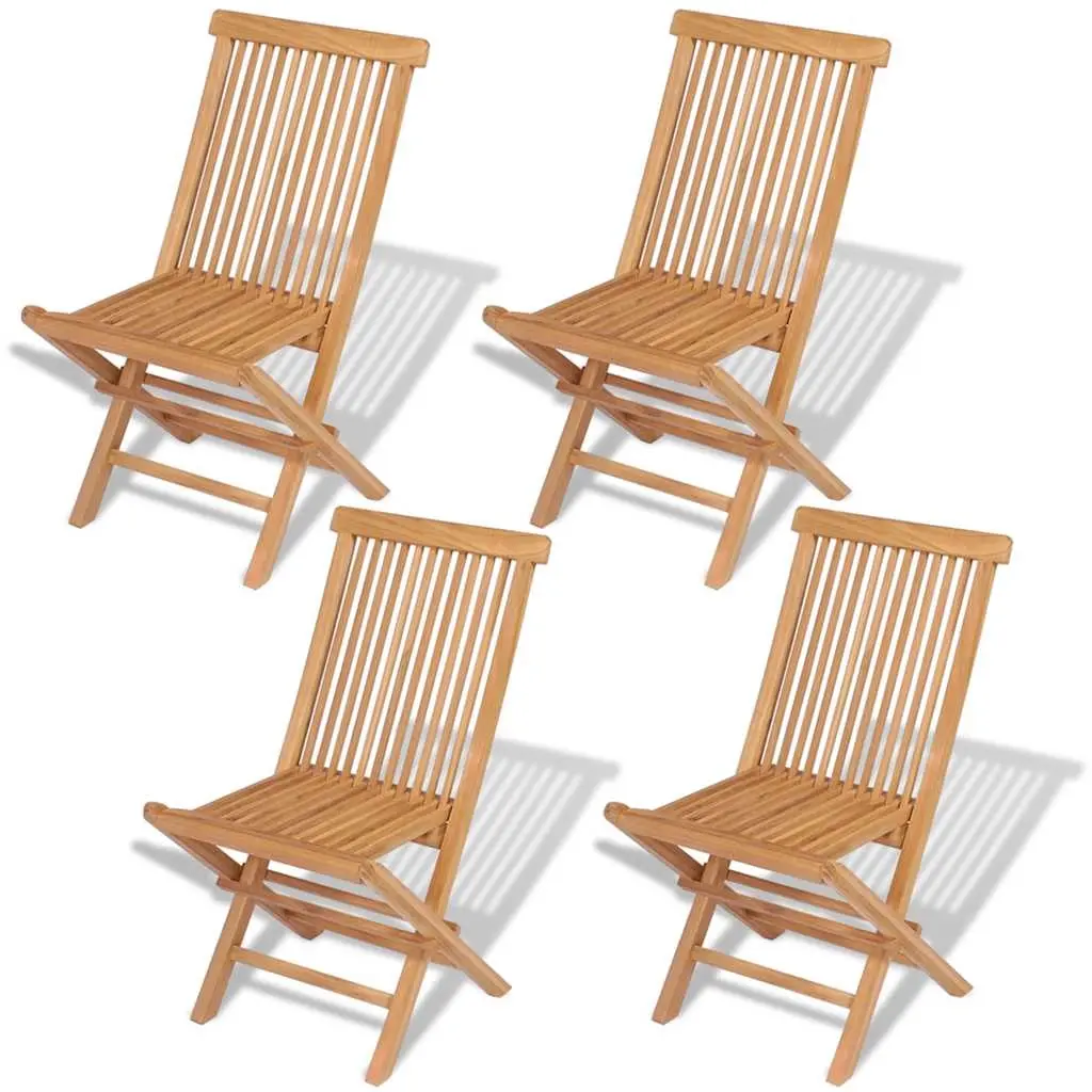 Folding Garden Chairs 4 pcs Solid Teak Wood 43040 - Furniture