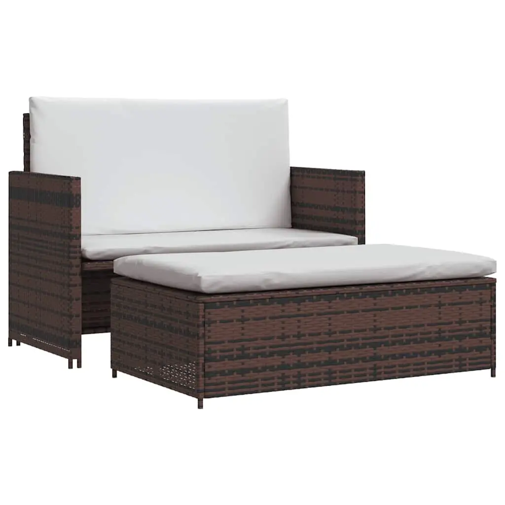 Garden Sofa Poly Rattan Brown 43070 - Furniture