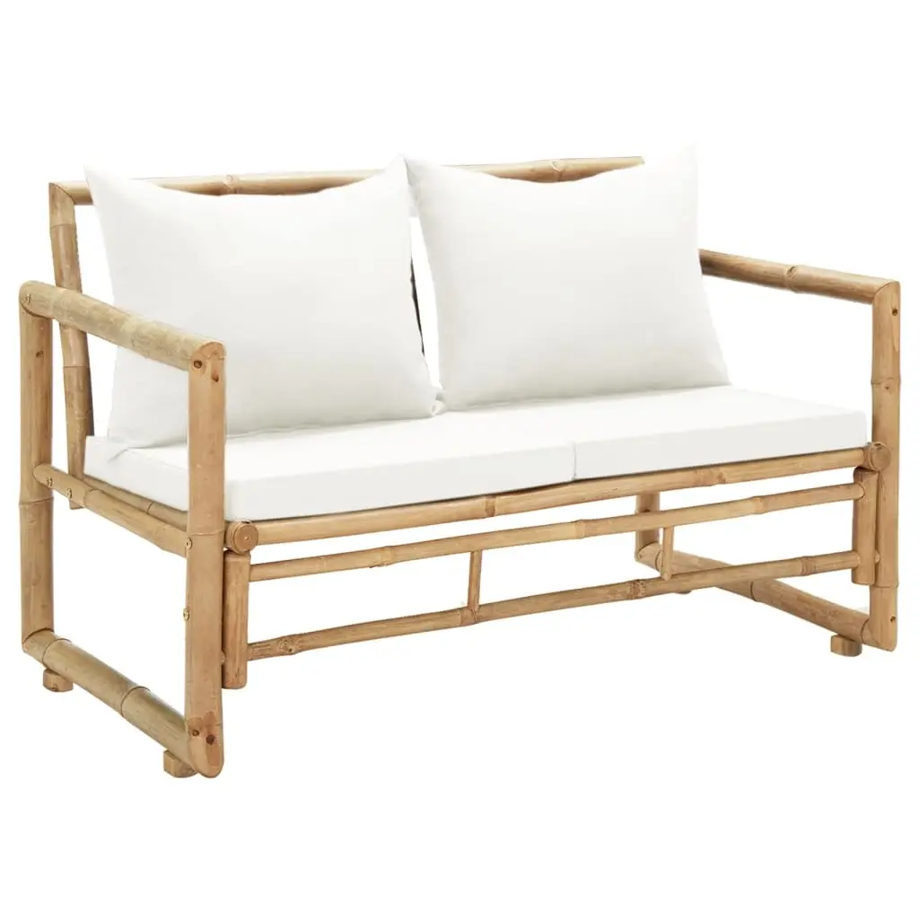 2 Seater Garden Sofa with Cushions Bamboo 43157 - Furniture