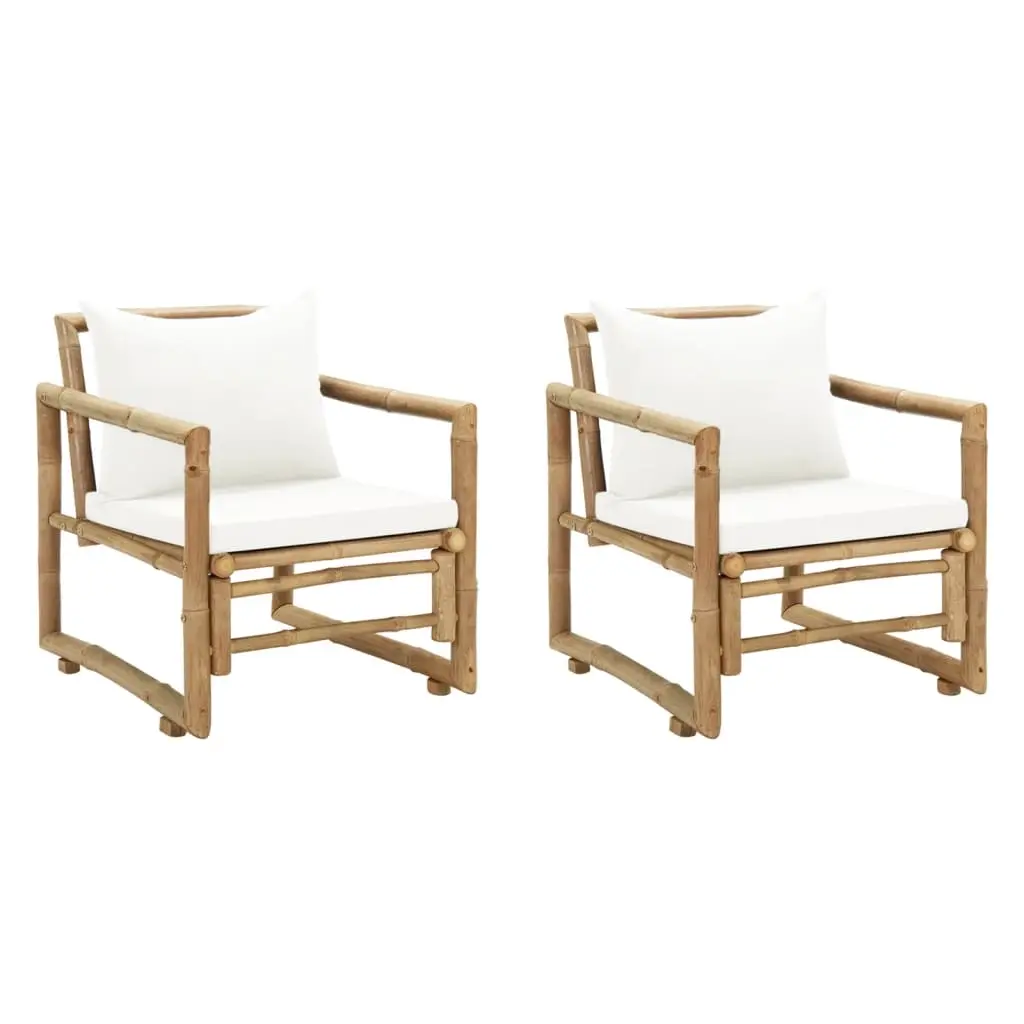 Garden Chairs 2 pcs with Cushions and Pillows Bamboo 43158 - Up to 65% off Outdoor Furniture