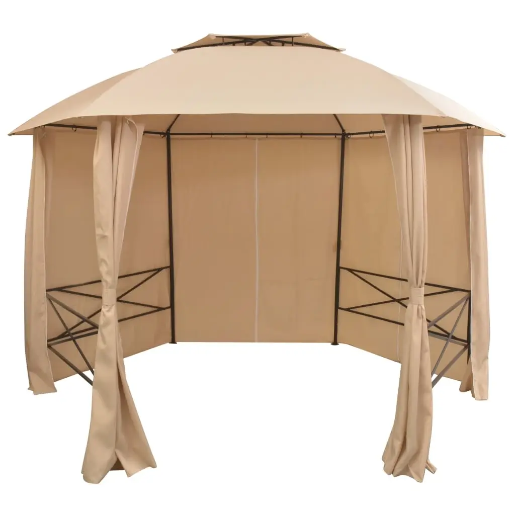 Garden Marquee Pavilion Tent with Curtains Hexagonal 360x265 cm 43166 - Home & Garden