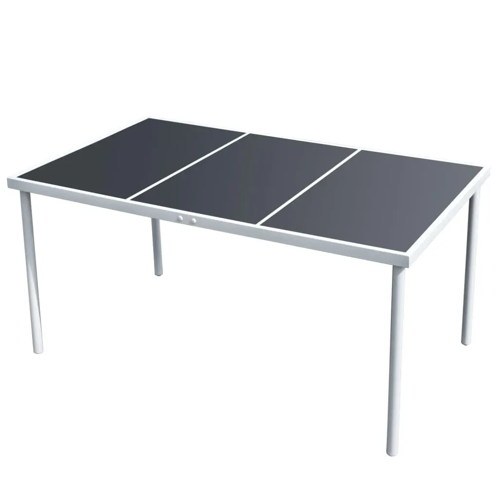 Garden Table 150x90x74 cm Black Steel 43305 - Furniture