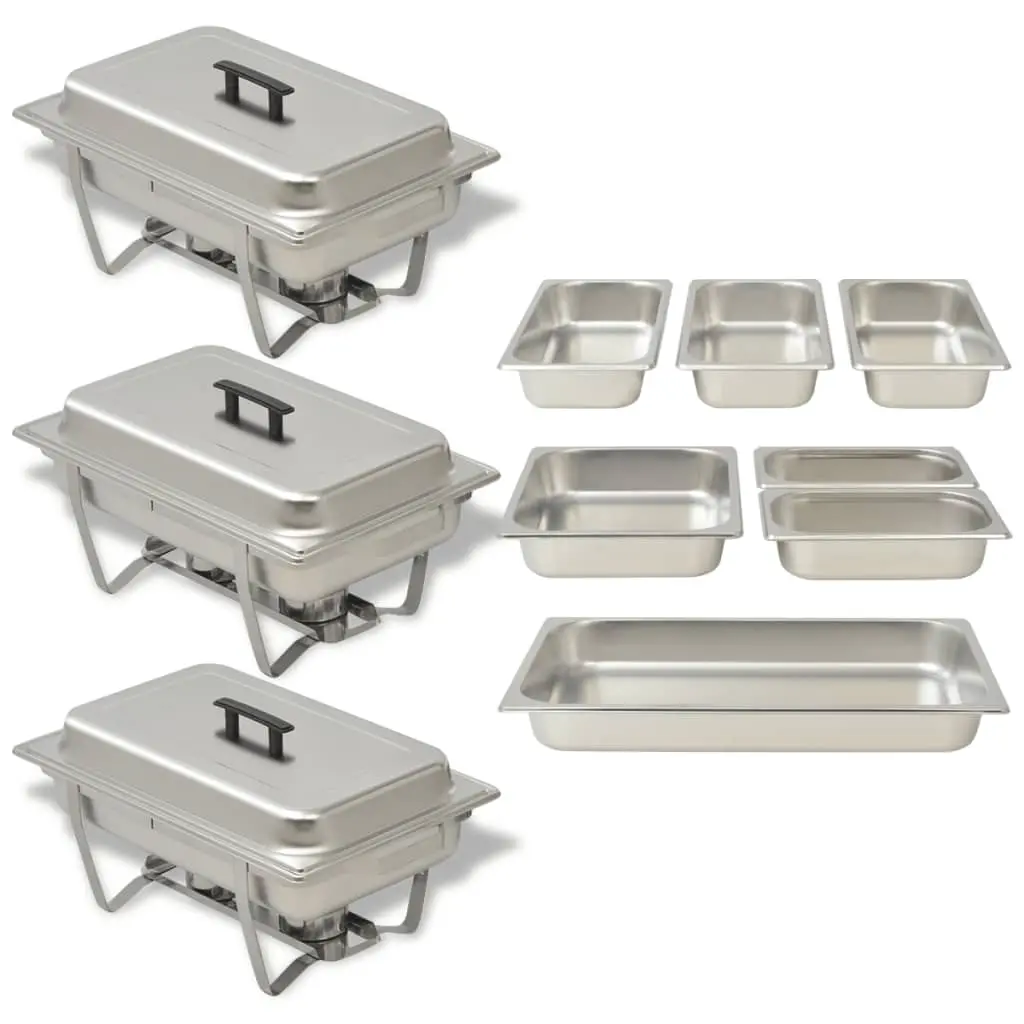 3 Piece Chafing Dish Set Stainless Steel 50529 - Home & Garden