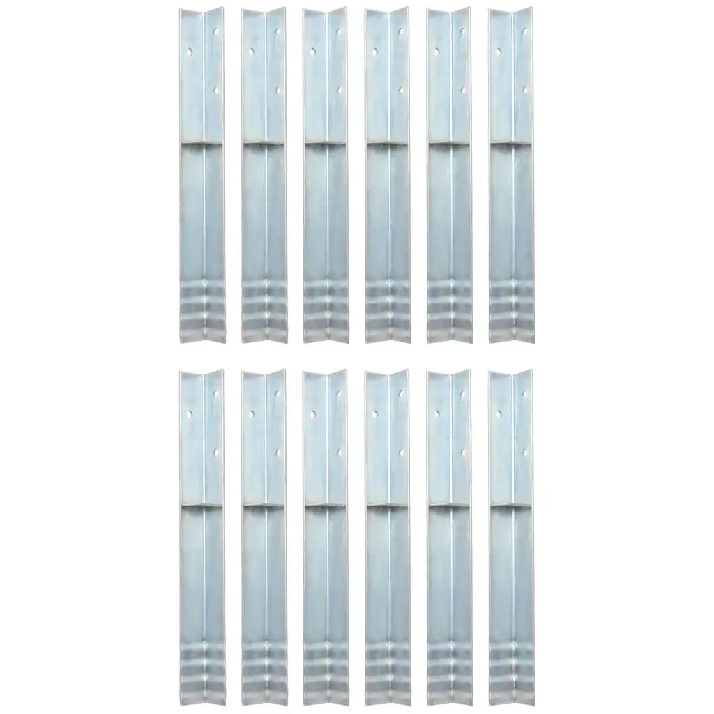 L-shaped Ground Anchors 12 pcs Galvanised Steel 5x5x50 cm 142302